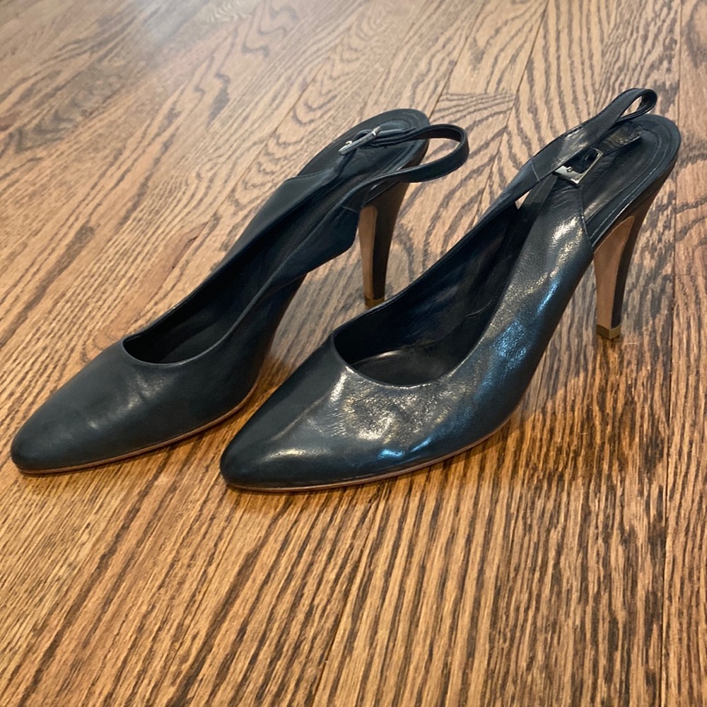 Italian leather sling back pumps womens 7.5